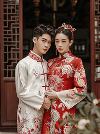 中式婚纱照中国风格高清图片