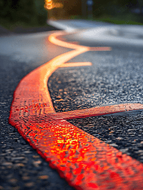 道路急转弯带有标记的道路弯曲红色转弯标志