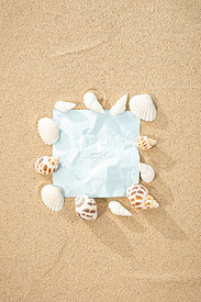 沙滩贝壳创意蓝色留言纸