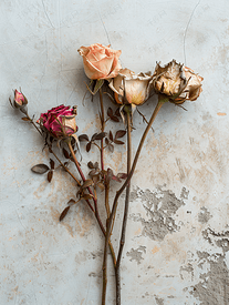 废弃花束装饰玫瑰干花混凝土地板