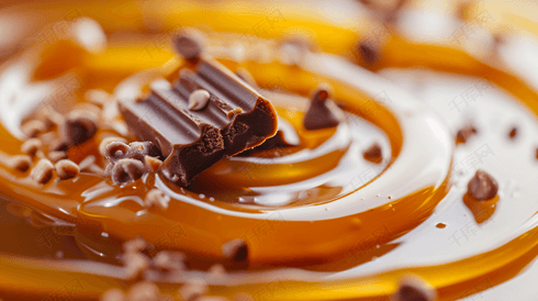美味的巧克力糖浆摄影