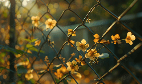 亲爱的干晨花藤蔓在铁丝网围栏上