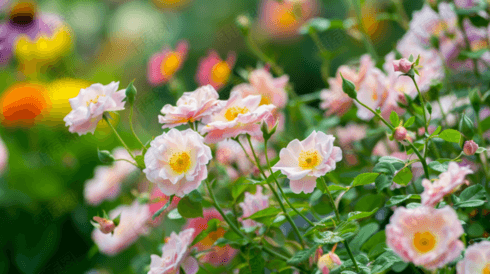夏天玫瑰花自然风景摄影摄影照片