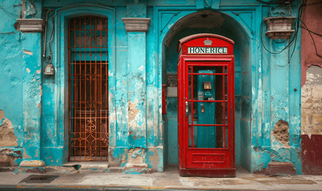 古巴哈瓦那户外复古电话亭