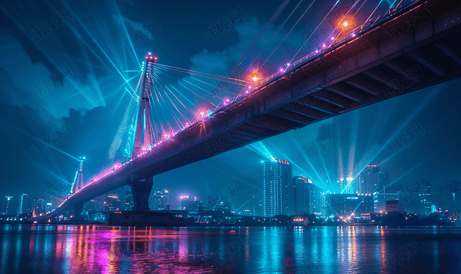 泰国曼谷大桥上的激光灯