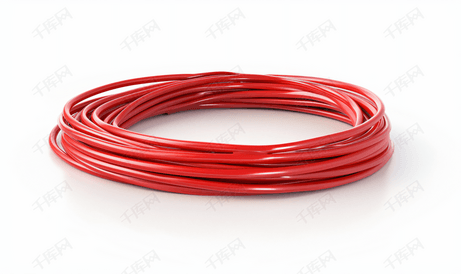 新的红色电缆孤立在白色背景上没有阴影