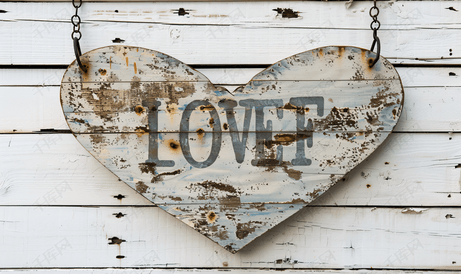 旧木板上的爱情派对标志