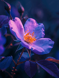 紫色狗玫瑰花的特写