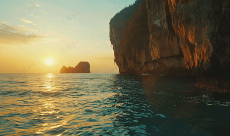 泰国日落悬崖海景自然与旅游概念