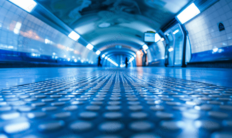 巴黎地铁的蓝色圆形瓷砖