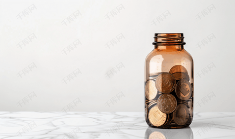 玻璃瓶储蓄储蓄工资收入来自工作储蓄概念