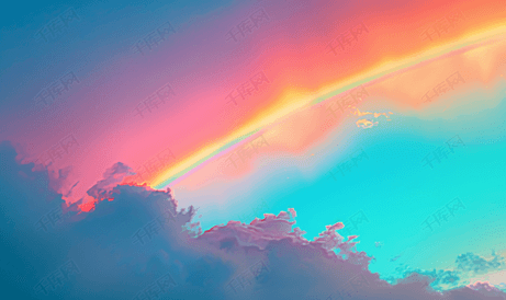 天空中彩虹的特写