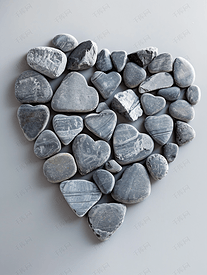 由灰色石头排列的心形