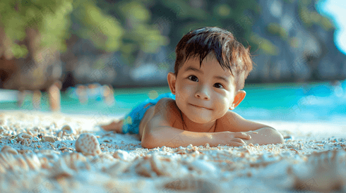 沙滩玩耍的儿童摄影6
