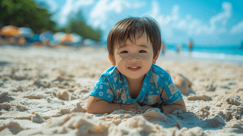 沙滩玩耍的儿童摄影20