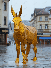 托伦街头的金驴雕塑