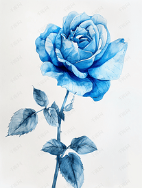 美丽的淡蓝色玫瑰水彩