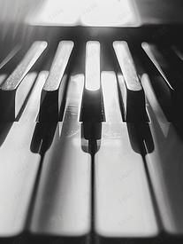 钢琴和合成器的黑白键与明亮的阳光