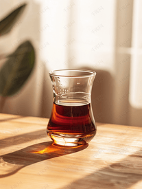 杯在木桌上的土耳其茶