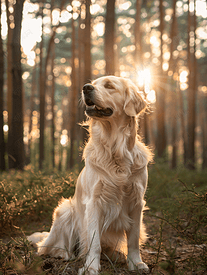 森林里的年轻金毛猎犬