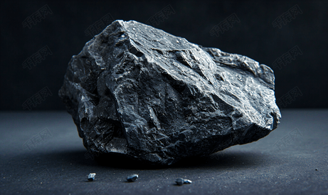 在黑暗的背景的粗砺的黑煤石