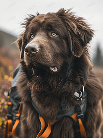 非常甜美的棕色纽芬兰狗徒步旅行