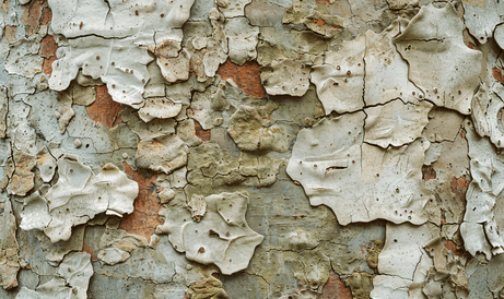 白色桉树表面的深棕色树皮纹理特写照片桉树树皮纹理与绿色真菌裂纹木材在阳光明媚的日子纹理照片