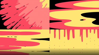 转场高清视频素材卡通MG动画流体转场划屏AE模板