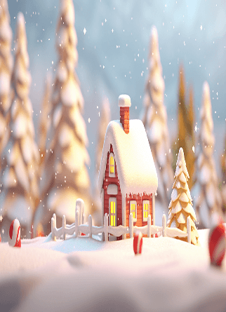 3D立体圣诞雪景插画