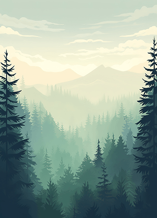 美丽薄雾森林景观