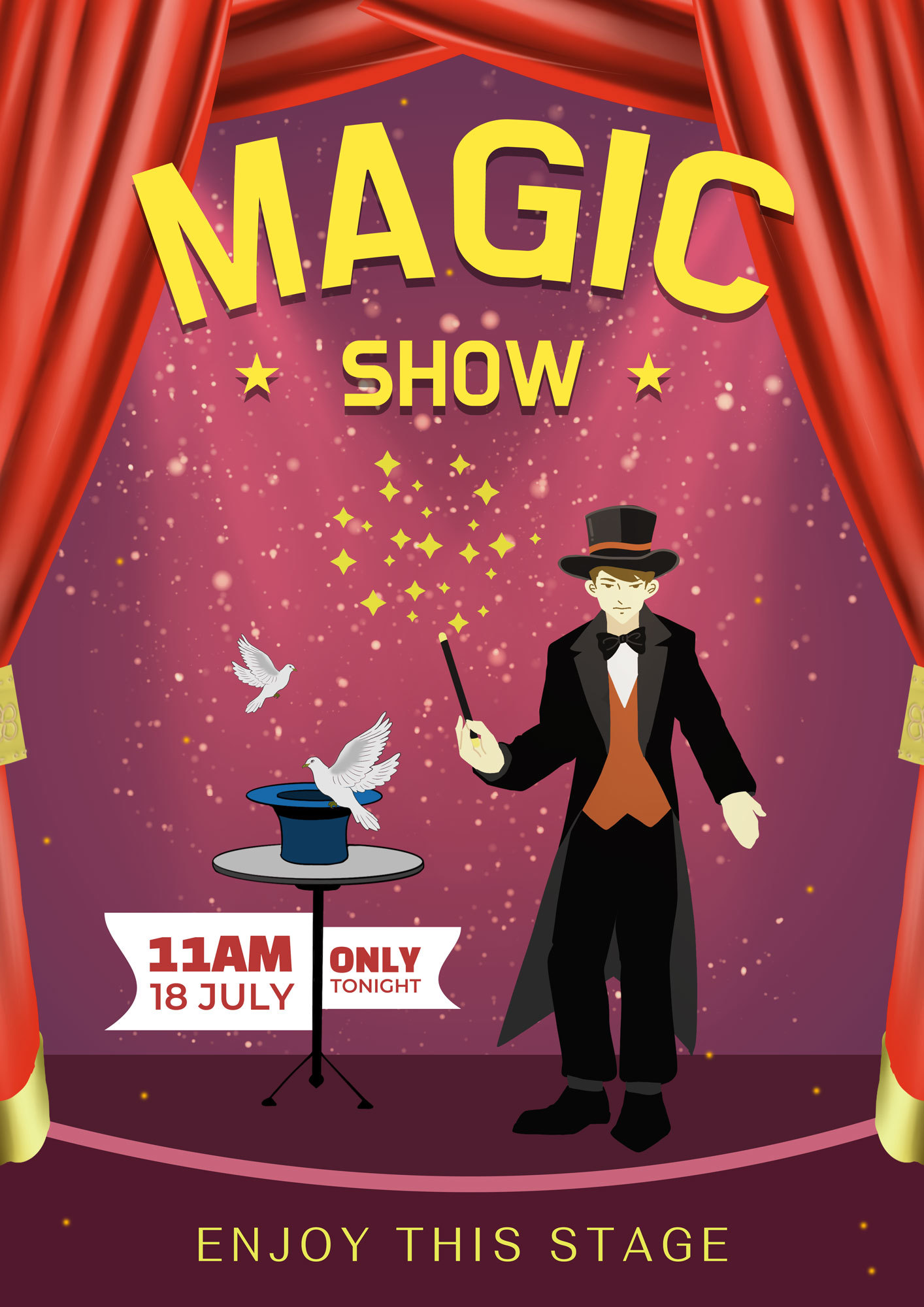 马戏团的魔术师拿着魔术棒和帽子插画图片素材_ID:401750051-Veer图库