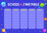 卡通教育学校计划表蓝色卡通星球学校计划时间表