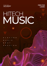 科技抽象时尚波浪线条电子音乐派对海报