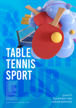 乒乓球立体3d几何图形色彩渐变体育俱乐部海报