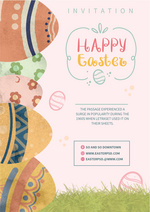 复活节创意水彩彩蛋粉色邀请函海报 向量