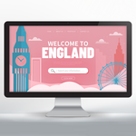 清新粉色欢迎来英国旅游主页设计