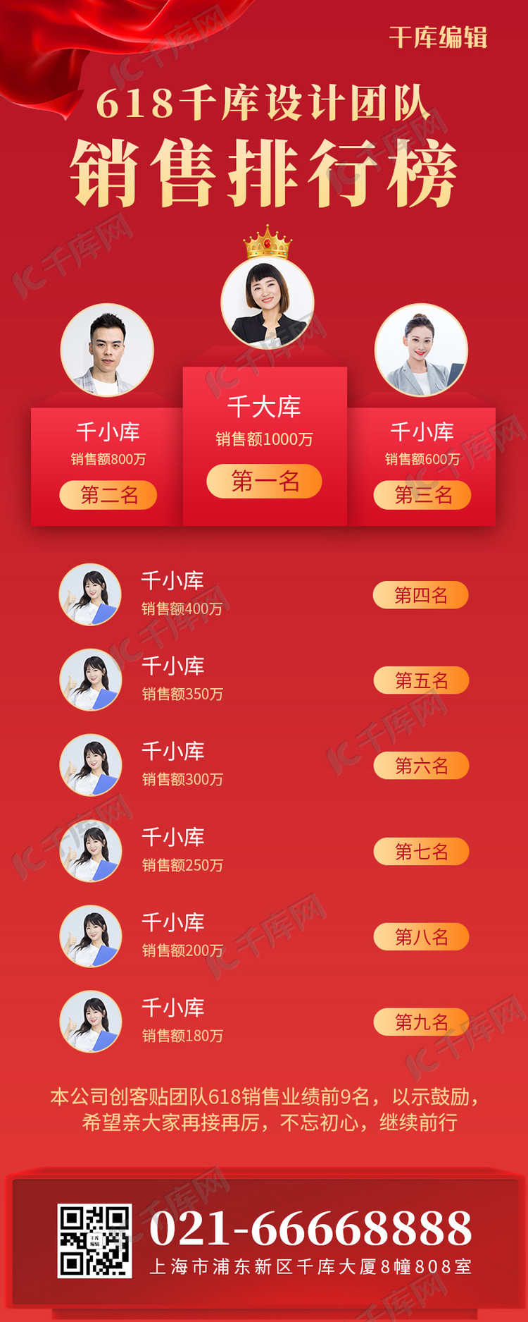 排行榜销售模特红色简约风长图海报模板下载-千库网