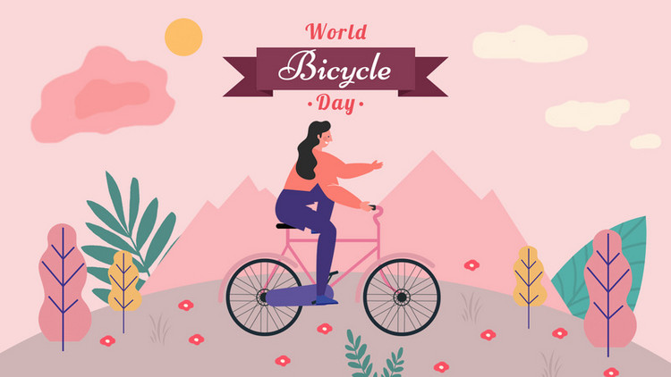 粉色浪漫温馨世界自行车日横幅