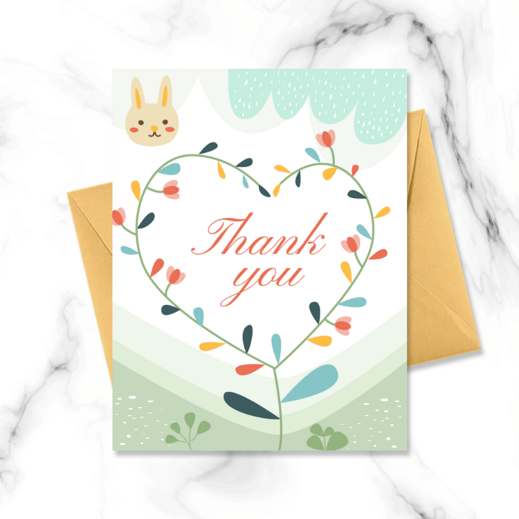 卡通爱心感谢卡贺卡海报模板下载-千库网