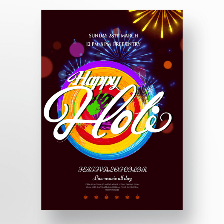 节日庆祝烟花洒红节海报模板下载-千库网