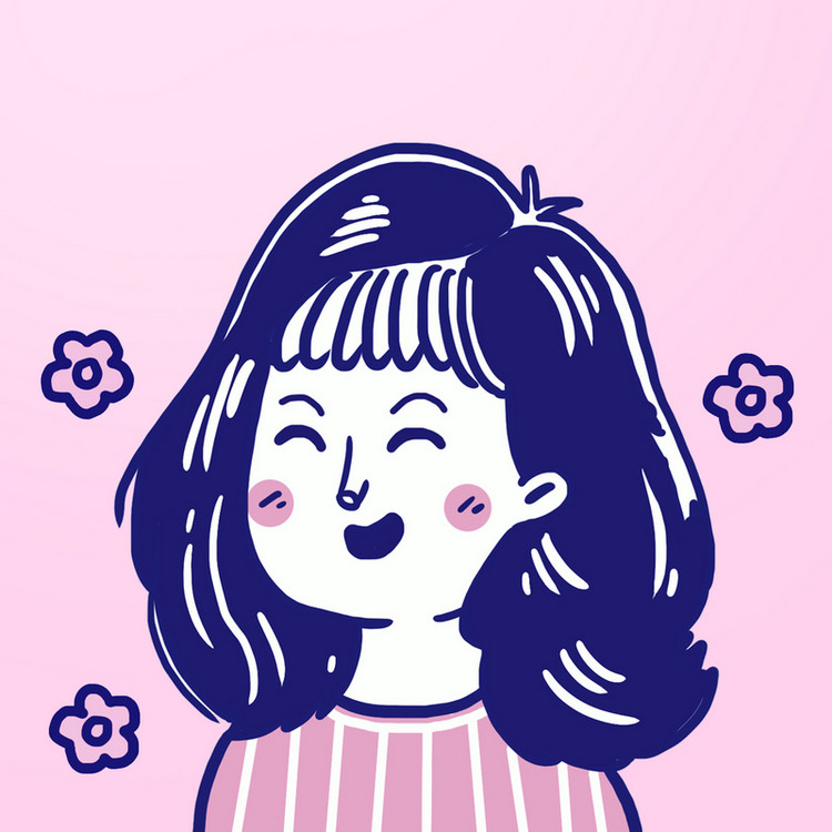 开心女生情侣头像粉蓝色浪漫微信头像
