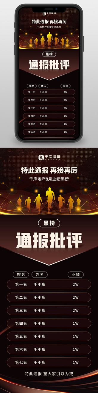 黑榜团队棕色简约风长图海报