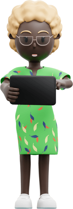 平板电脑3d图片_漂亮女性动作姿势3D黑人女性使用