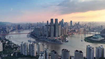 重庆城市日落景观视频实拍视频素材