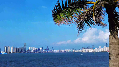 海南海口市城市港口海景风光风光视频实拍视频素材