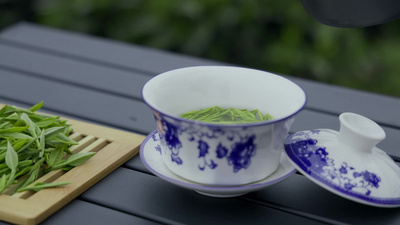 自然春季茶园泡茶美女品茶实拍实拍素材
