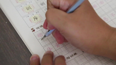 教育实拍视频素材教育人像写作业的孩子实拍视频素材