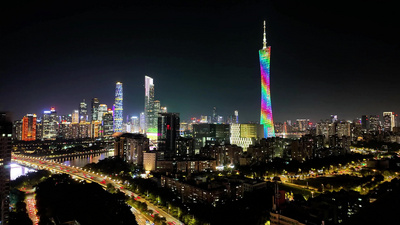 广州塔夜景灯光秀延时摄影实拍素材