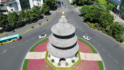 江苏扬州文昌阁地标建筑航拍实拍素材
