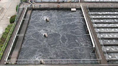 城市污水处理厂污水过滤航拍视频实拍